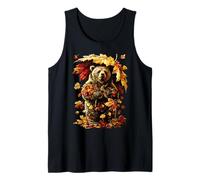 Orso capriccioso con Foglie Autunnali Ombrello Autunno estetica Canotta