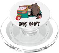 Orso carino accanto all'auto che tiene occhiali da sole neri Fine Shyt PopSockets PopGrip per MagSafe