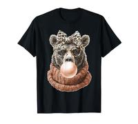 Orso Carino con Gomma da Masticare Accogliente Autunno Animal Coquette Maglietta
