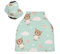 Orso Carino Cuore Rosa Passeggino Tettoia Copri Seggiolino Copertura Infermieristica Auto per Bambini per L'Allattamento Al Seno Morbido Traspirante Elastica Tettuccio