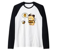 Orso Carino Vestito Come Ape pensando al Miele Maglia con Maniche Raglan