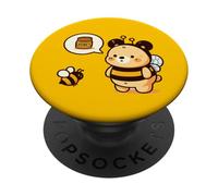 Orso carino vestito come ape pensando al miele PopSockets PopGrip Adesivo