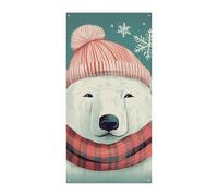 Orso che indossa cappello striscione, decorazione stagionale per copertura della porta verticale, sfondo durevole per decorazione del giardino del portico d'ingresso del giardino 178 x 90 cm