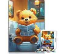 Orso che legge il giornale sul water, puzzle da 1000 pezzi per adulti, regalo educativo, gioco di abilità mentale, regalo memorabile e premuroso, dimensioni 50x75cm