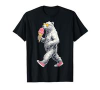 Orso che mangia gelato errante motivo animale opera d'arte orso Maglietta