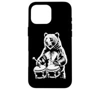Orso che suona bongo musica ritmo animale divertimento Custodia per iPhone 16 Pro Max