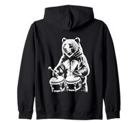 Orso Che Suona Bongo Musica Ritmo Animale Divertimento Felpa con Cappuccio