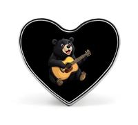 Orso che suona la chitarra, orso chitarrista, distintivo musicale a forma di cuore, spilla carina, spille a bottone per zaino, giacche, cappelli, decorazione
