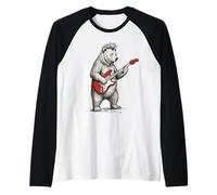 Orso Che Suona la Chitarra Rock & Roll Bears Musica Rock Maglia con Maniche Raglan