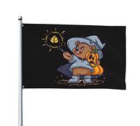 Orso che tiene una zucca di Halloween per lanciare un incantesimo Bandiere 4x6 FT Banner per esterni per esterni Bandiera di lunga durata in poliestere con 2 occhielli in ottone Decorazioni per prato