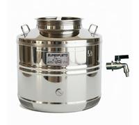 Orso Chef Fusto Inox 30 Litri per Olio e Vino - Contenitore in Acciaio Inox Alimentare con Rubinetto e Tappo a Vite Ermetico | Bidone Tanica Barile per Olio d’Oliva, Vino, Liquidi Alimentari
