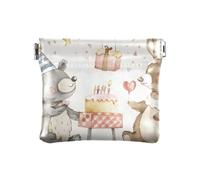 Orso Compleanno Decorare Squeeze Coin Purse Pouch Change Holder PU Leather Mini Wallet Coin Pocket per Donne Ragazze Uomini