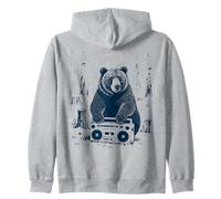 Orso con Boombox: Vibrazioni retrò della Foresta Felpa con Cappuccio