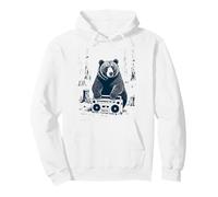 Orso con Boombox: Vibrazioni retrò della Foresta Felpa con Cappuccio