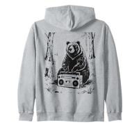 Orso con Boombox: Vibrazioni retrò della Foresta Felpa con Cappuccio