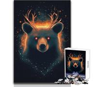 Orso con corna e fuoco 1000 pezzi puzzle per adulti regali gioco educativo di abilità mentale memorabile selezione regalo premuroso dimensioni 50x75cm