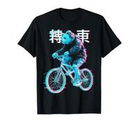 Orso con Cuffie e Bicicletta da Equitazione Giapponese Maglietta