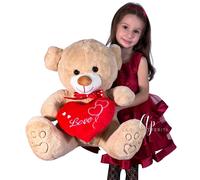 Orso con Cuore Love 65cm Grande Morbido Peluche Bianco Soft Big Plush XL