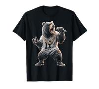 Orso con microfono canto grafico motivo animale orso Maglietta