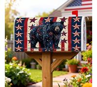 Orso Coperture magnetiche per cassette postali, rustiche patriottiche, stelle, strisce, giorno dell'indipendenza, copertura per cassetta delle lettere rossa, per esterni, giardino, cortile