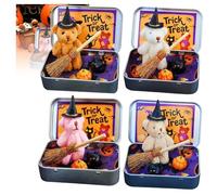Orso di Halloween in una scatola, orso di Halloween in una scatola per dolcetto o scherzetto, regalo di supporto emotivo marrone caffè, set di decorazioni creative, tessuto a pelo corto, ideale per