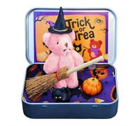 Orso di Halloween in una scatola per dolcetto o scherzetto, fatto a mano mini orso carino in scatola con zucca e gatto decorazioni Halloween tasca animale abbraccio sorpresa scatola per chiedere