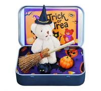 Orso di Halloween in una scatola per dolcetto o scherzetto, fatto a mano mini orso carino in scatola con zucca e gatto decorazioni Halloween tasca animale abbraccio sorpresa scatola per chiedere