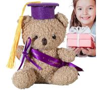 Orso di laurea imbottito - orso imbottito in cappello di laurea | Bambola di peluche da 5,1 pollici con cappello e diploma | Graduation Keepsake, decorazione da tavolo animale per la scuola