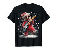 Orso di Natale Che Suona la Chitarra Divertente Musicista Animale Musica Maglietta