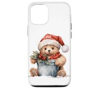 Orso di Natale con cappello di Babbo Natale che gioca con secchio riempito Custodia per iPhone 12/12 Pro