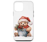 Orso di Natale con cappello di Babbo Natale che gioca con secchio riempito Custodia per iPhone 12 mini