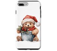 Orso di Natale con cappello di Babbo Natale che gioca con secchio riempito Custodia per iPhone 7 Plus/8 Plus