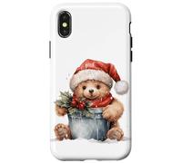 Orso di Natale con cappello di Babbo Natale che gioca con secchio riempito Custodia per iPhone X/XS