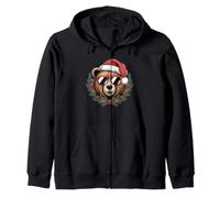 Orso di Natale con Cappello di Babbo Natale e Occhiali da Sole Corona Felpa con Cappuccio
