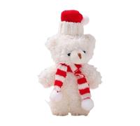 Orso di Natale in peluche, ornamenti a forma di orso natalizio | graziosa sciarpa a forma di orso bianco marrone, 16 cm, decorazione per torta con orsetti di Natale, decorazione per la casa