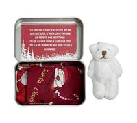 Orso di Natale in una scatola - Orsacchiotto tascabile piccolo | in scatola natalizia, tasca con biglietti e piumini per compleanno Baby Shower