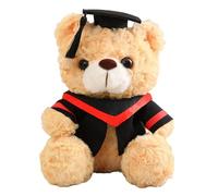 Orso di peluche per laureato, 23 cm, marrone chiaro, rosso | Consolazione e celebrazione per studenti e insegnanti, regalo indimenticabile per la decorazione della casa