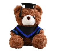 Orso di peluche per laureato, 23 cm, marrone scuro, blu | Consolazione e celebrazione per studenti e insegnanti, regalo indimenticabile per la decorazione della casa