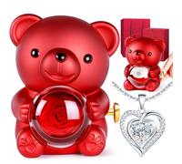 Orso di Rosa Eterna con Collana Personalizzata, Orsetto Rosa Eterna Stabilizzata, Regalo San Valentino per lei, Idee Regalo Donna Compleanno, Regalo Natale per Moglie Mamma Fidanzata, Anniversario