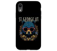 Orso di San Giorgio Utah con occhiali da sole e fiori design Custodia per iPhone XR