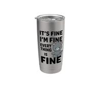Orso divertente con scritta in inglese "It's Fine I'm Fine Everything Is Fine Meme" Bicchiere termico in acciaio inox doppia parete
