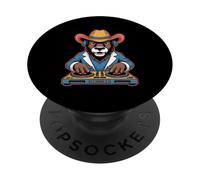 Orso Dj Con Cappello Da Cowboy PopSockets PopGrip Adesivo