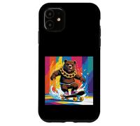 ORSO FRESCO SU UNO SKATE BOARD. CATENA Sfondo colorato, carino Custodia per iPhone 11