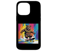 ORSO FRESCO SU UNO SKATE BOARD. CATENA Sfondo colorato, carino Custodia per iPhone 14 Pro Max