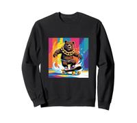 Orso Fresco su Uno Skate Board. Catena Sfondo colorato, Carino Felpa
