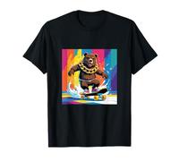 Orso Fresco su Uno Skate Board. Catena Sfondo colorato, Carino Maglietta