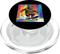 ORSO FRESCO SU UNO SKATE BOARD. CATENA Sfondo colorato, carino PopSockets PopGrip per MagSafe
