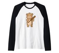 Orso Gioca Baseball Forest Animal Maglia con Maniche Raglan
