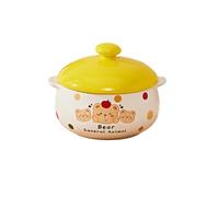 Orso in ceramica a forma di orsetto da 5 pollici impermeabile con coperchio e stoviglie squisite per uso domestico - giallo