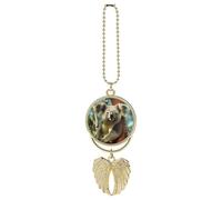 Orso Koala Auto Appeso Ornamento Specchio Retrovisore Pendente Carino Specchio Auto Decorazione Estetica Divertente Ciondolo Auto Charms Regali per Uomini Donne Stile Oro